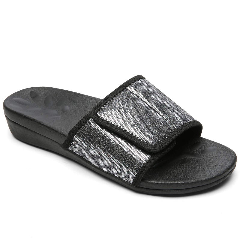 MEGNYA Casual Orthopeic Dressy Slides for Women, arch Fit Plantar Fasciitis Sandals for Extra Wide Feet, Casual Wide Slide Sandals for Walking with Foam Arch Support black size 10 - Image 1